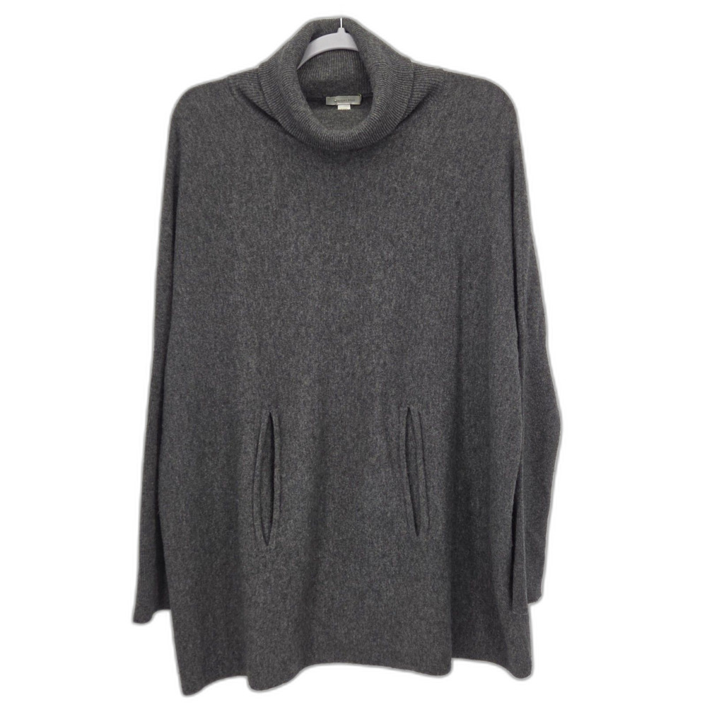 Garnet Hill Wool Cashmere Turtleneck Tunic Sweater Small Gray Oversized